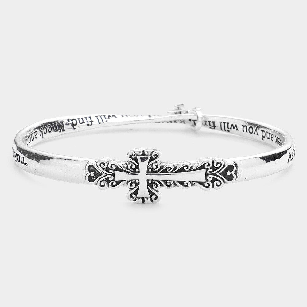Inspirational Christian Bangle Bracelet 'Ask & You Shall Receive' Faith Jewelry