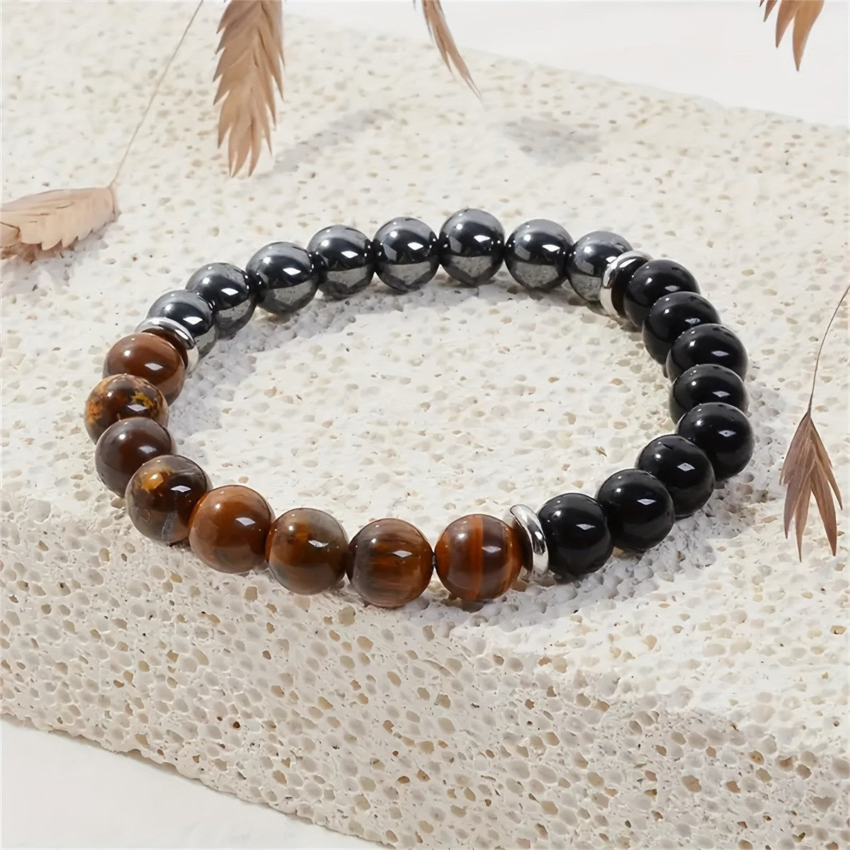 Set of 3! Tiger's Eye Black Tourmaline Hematite Bracelet Protection Healing