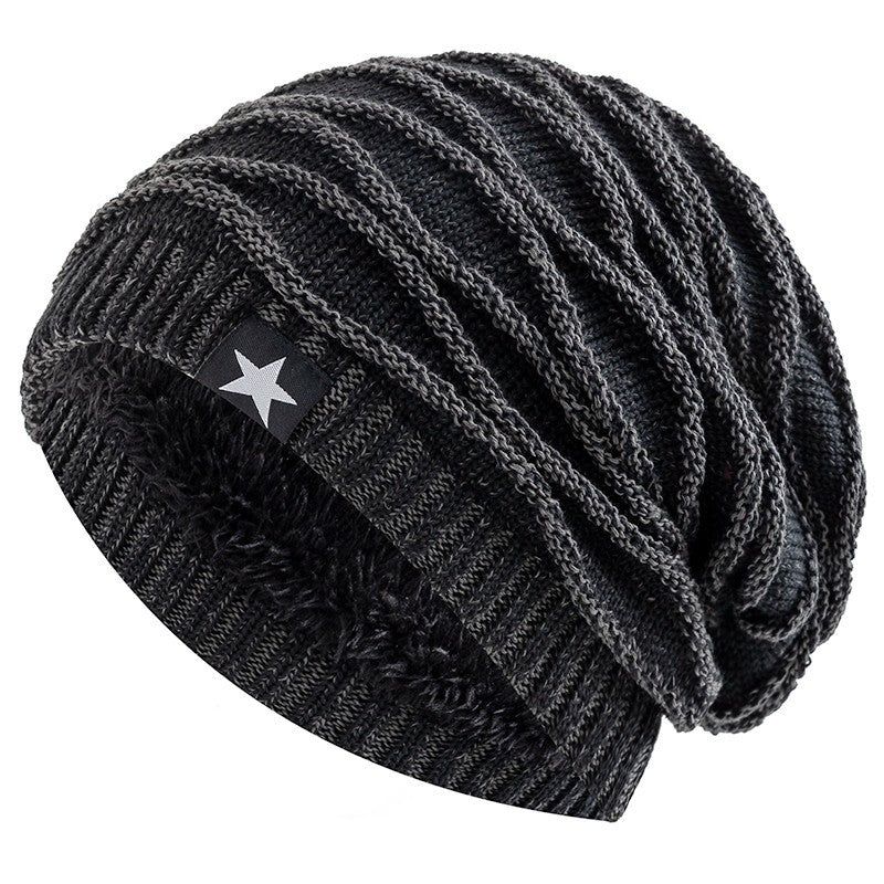 Men's 3-Piece Beanie Hat Set - Slouchy Knit Winter Caps in Gray, Black & Red