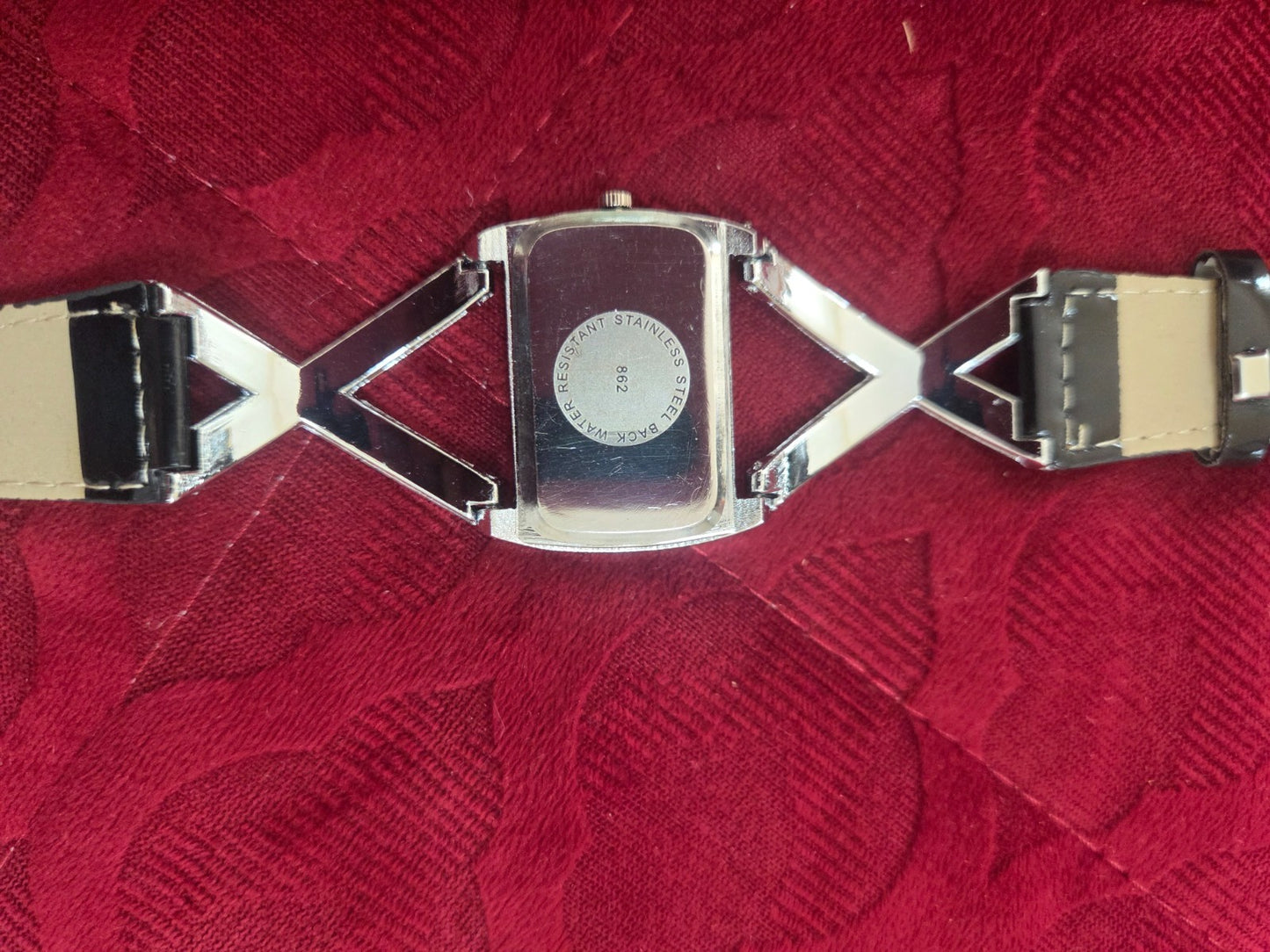 GoGoey Women's Rectangular Dress Watch Crystal X Band Black Faux Leather Strap