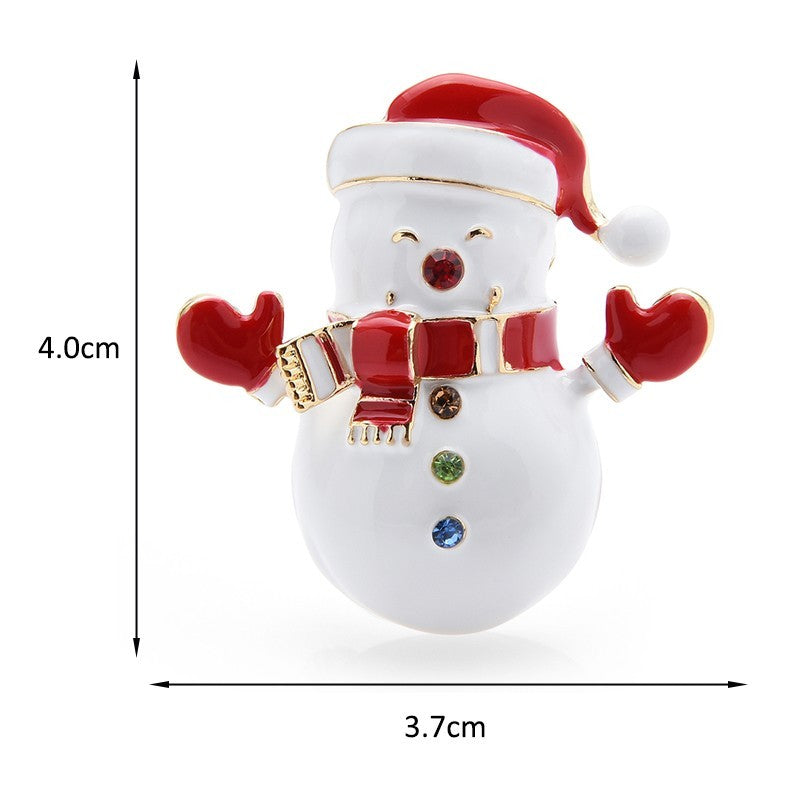 Charming Snowman Christmas Brooch Pin Red Enamel Rhinestone Winter Jewelry Gift