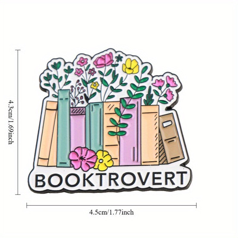 BOOKTROVERT Enamel Pin Book Lover Introvert Reading Bookworm Flower Gift