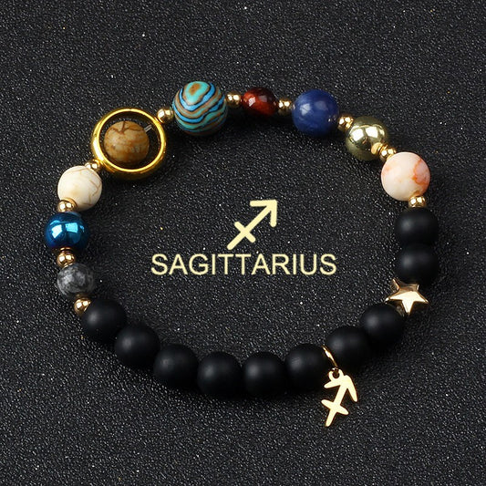Sagittarus Zodiac Bracelet – Solar System Planets Beaded Astrology Jewelry Gift