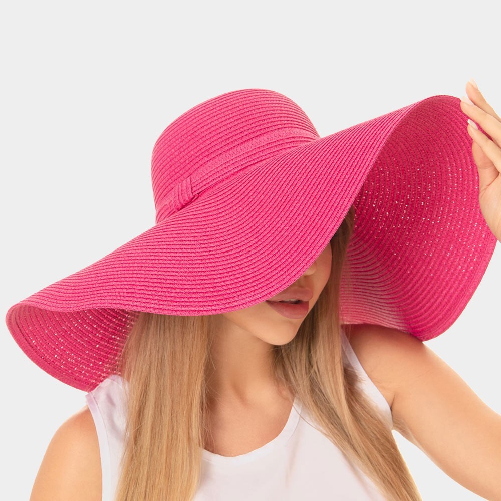 2-Pack Solid Floppy Straw Sun Hats for Women – Pink and Yellow Summer Beach Hat