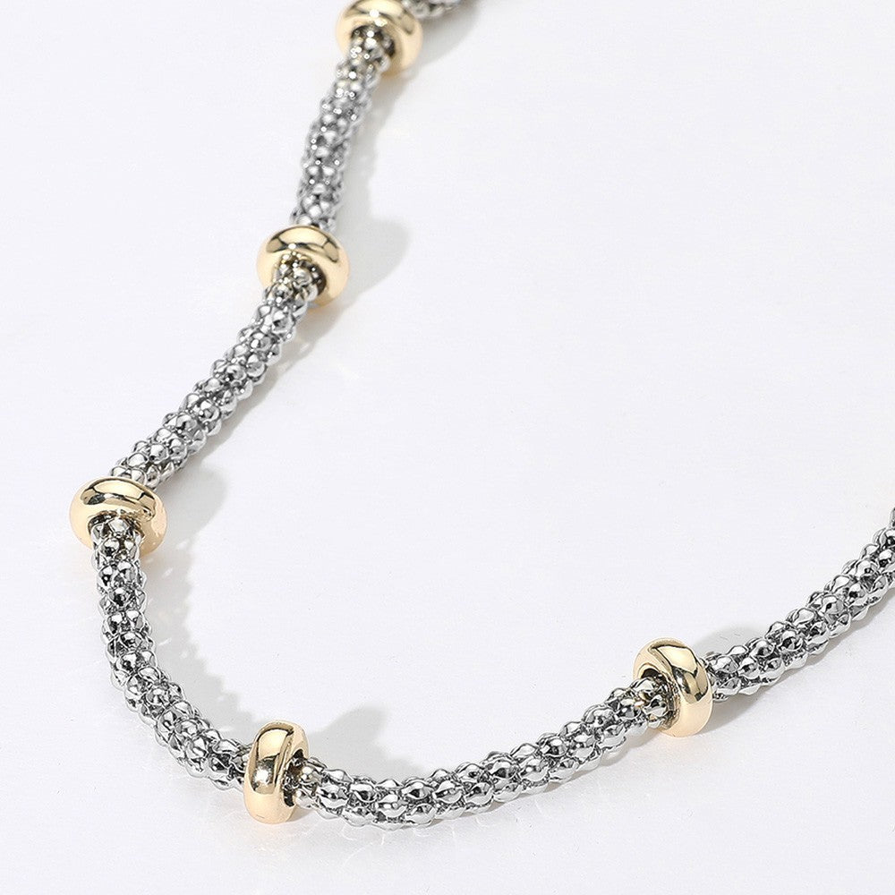 14K Gold Plated Two Tone Mesh Chain Necklace Women’s Fashion Jewelry