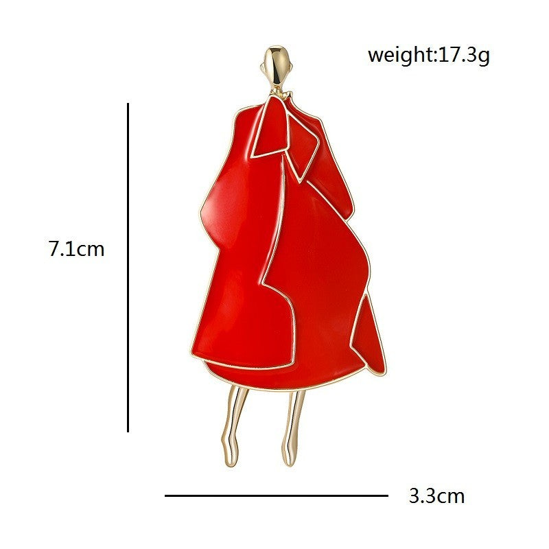 2PC Abstract Fashion Lady Enamel Brooch Set Red & Black Gold Tone Pin New