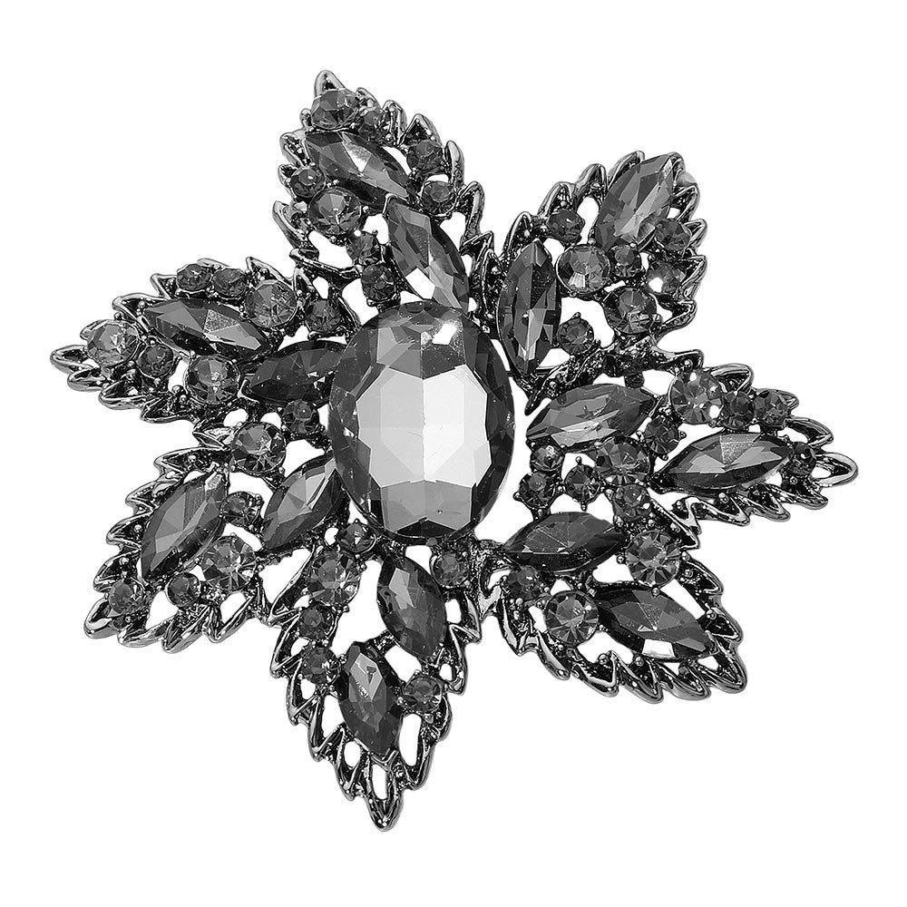 2pcs Vintage Snowflake Brooch Pins Elegant Rhinestone Floral Jewelry Accent