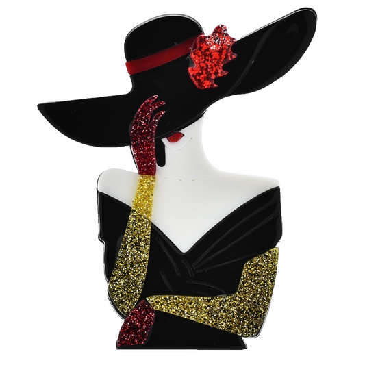 2pcs Elegant Acrylic Beauty Lady Brooches Glitter Fashion Pins Jewelry Set