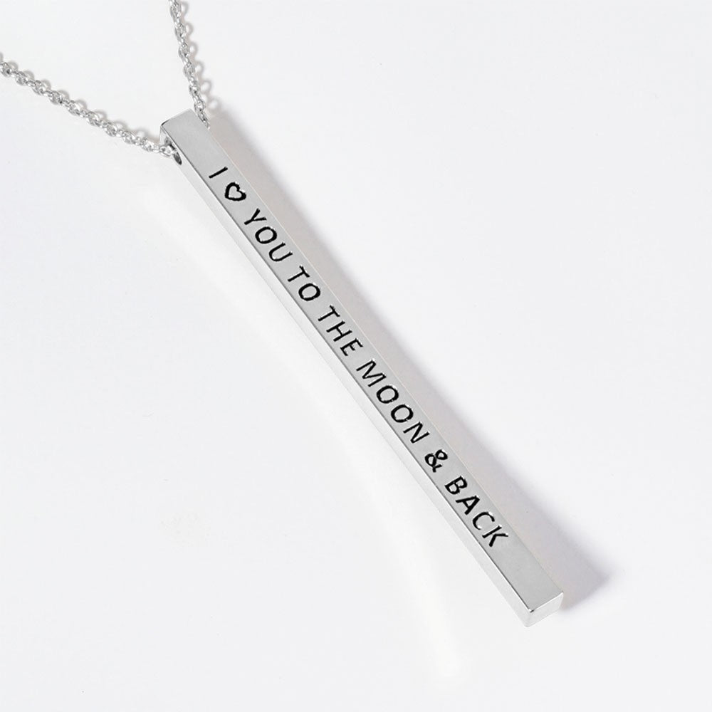 I Love You To The Moon & Back Bar Necklace Set - Gold & Silver Tone Brass Gift