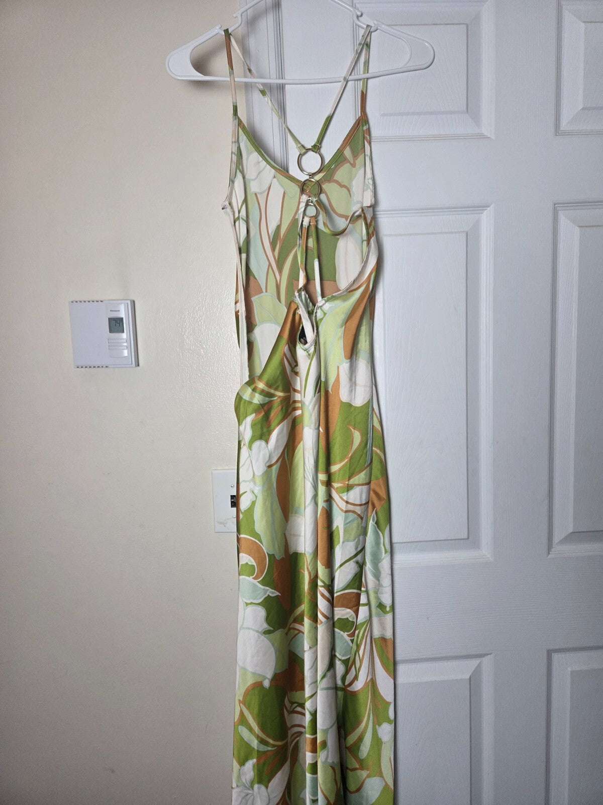 Floral Print Strappy Dress with Chain Back Detail | Summer Casual Dress US M