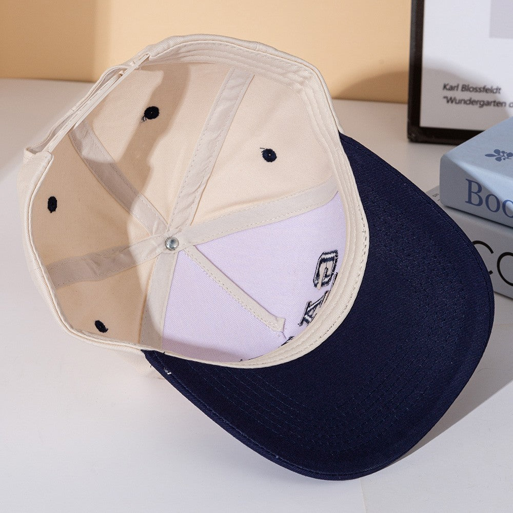 Game Day Cream & Brown Structured Baseball Cap Hat Collegiate Varsity Style