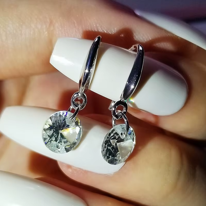 Fashion Drop Hook Dangle CZ Earrings for Women Elegant Crystal Jewelry Gift