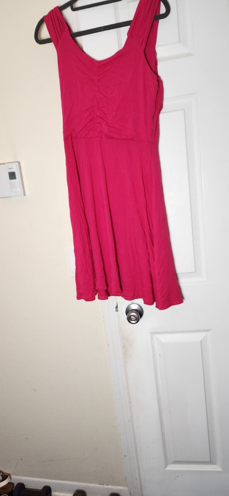 Women's Pink Midi Dress Sleeveless Hot Pink Dresses for Ladies Knee High Outfit