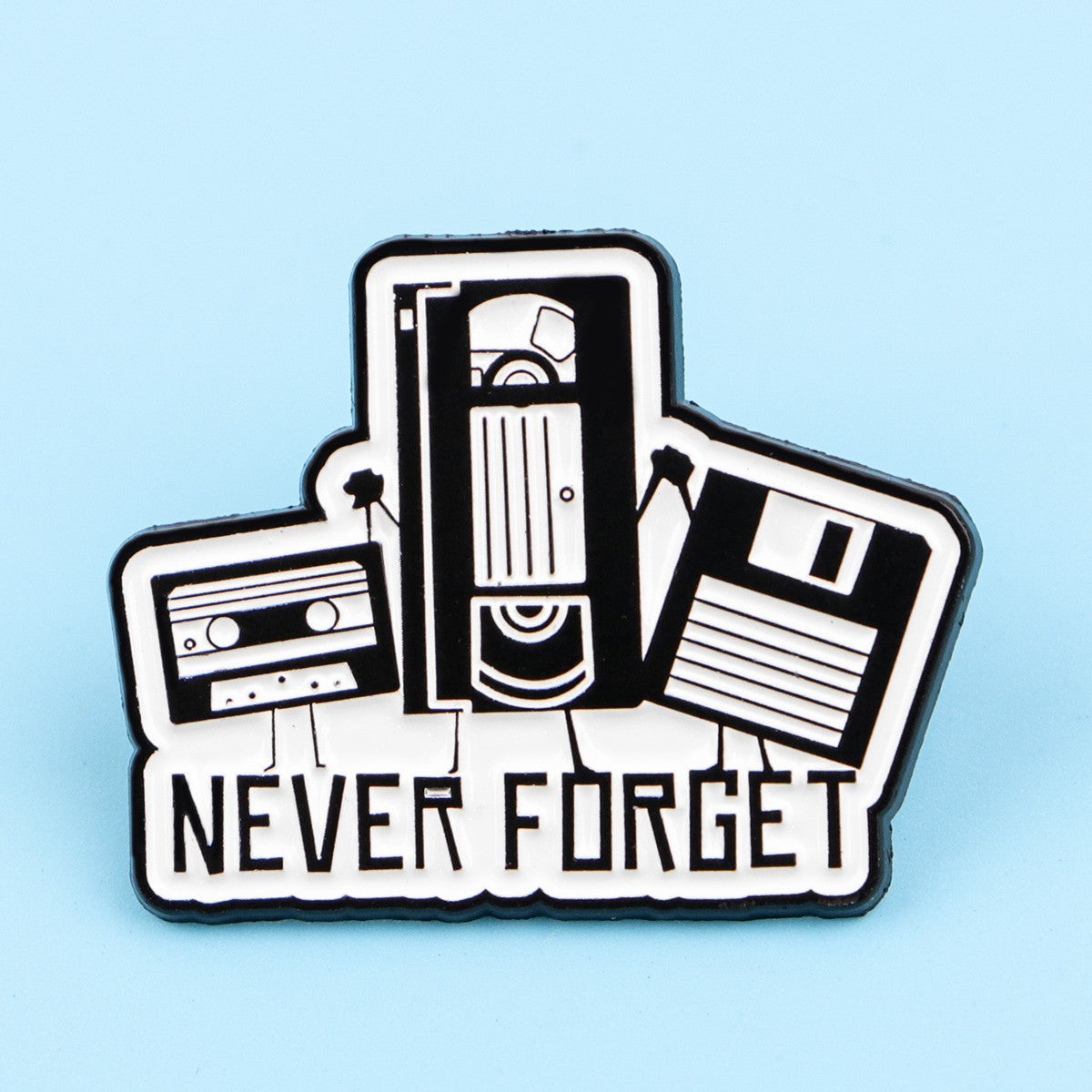 3 Pcs Never Forget Cassette VHS Floppy Disk Pin Brooch Retro 80s 90s Enamel Badg