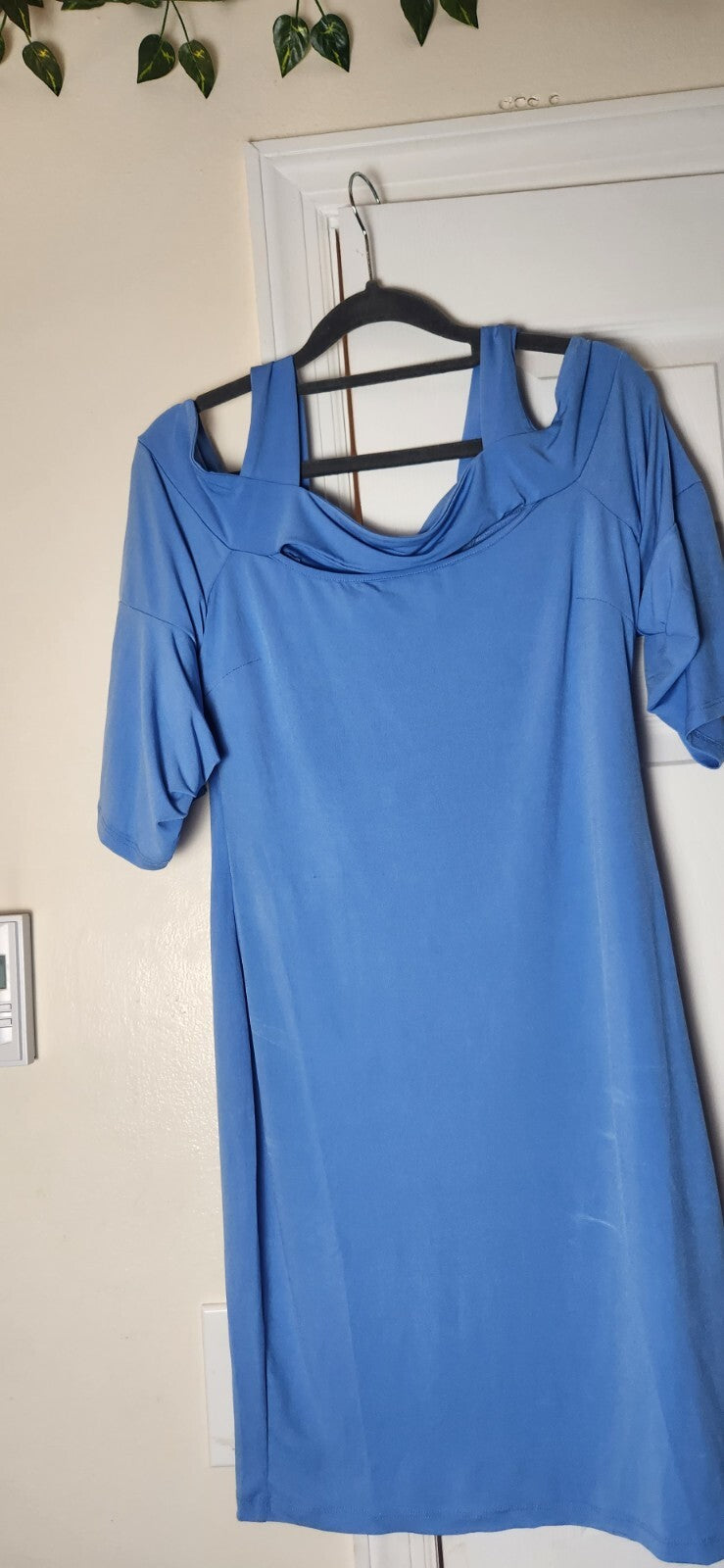Cold Shoulder Blue Midi Dress Women’s Off Shoulder Elegant Chic Size Medium