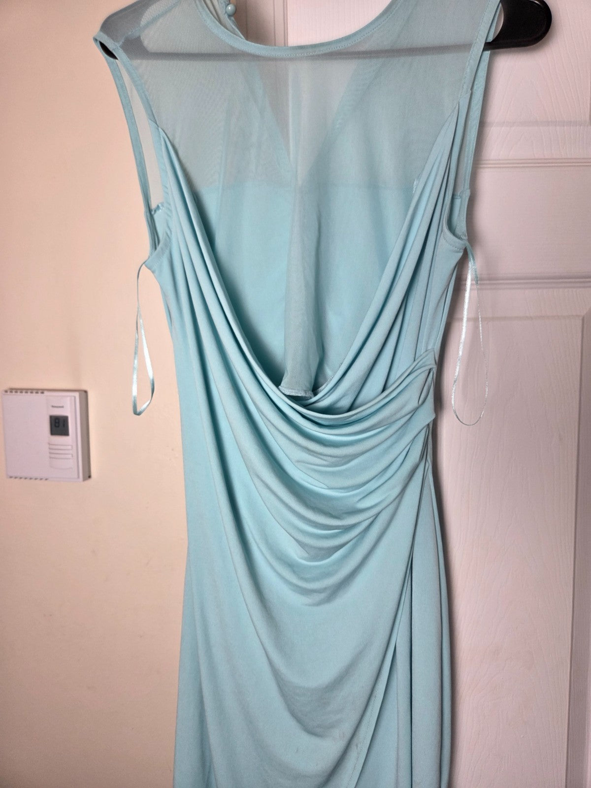 Venus Women Mint Green Mesh Bodice Midi Dress Sleeveless Fit Flare Size M