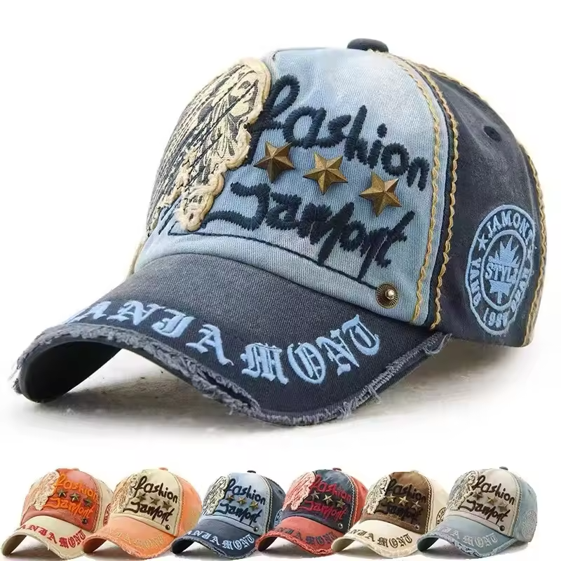 Men & Women's Baseball Cap Willow Spike Embroidered Adjustable Cotton Blue