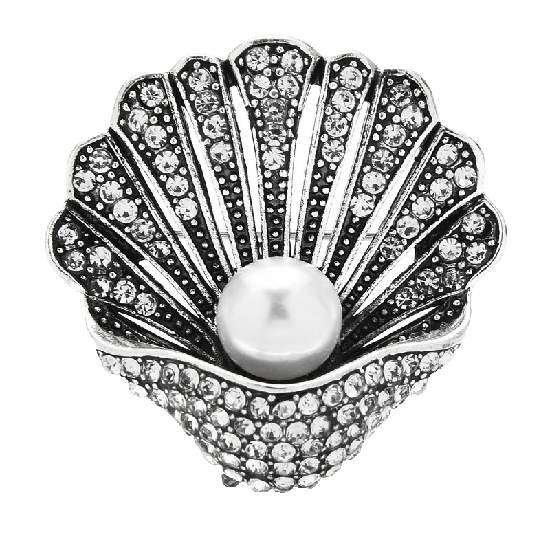 2pcs Vintage Rhinestone Shell Brooch Pearl Design Unisex Coastal Office Pin