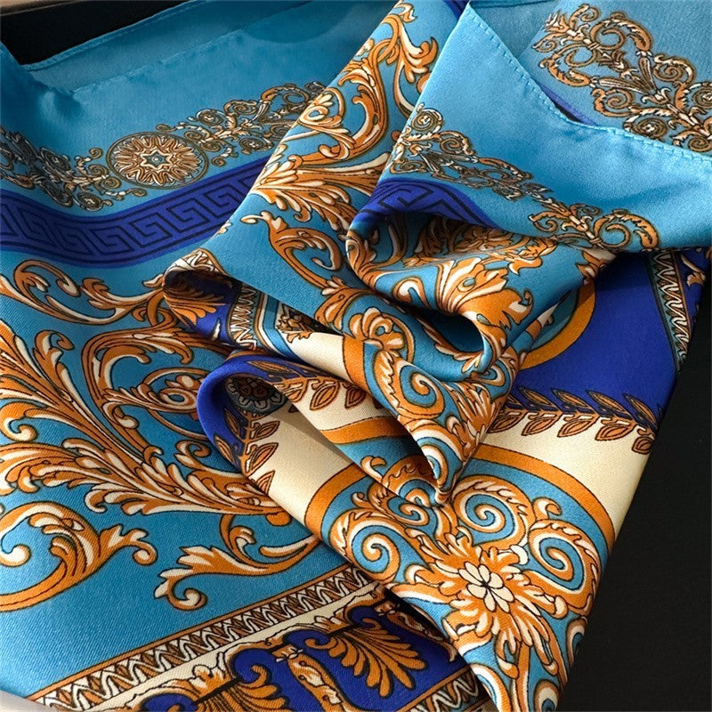 Printed Silk Square Scarf for Women 27.5x27.5 Inches Luxury Headband Neck Shawl