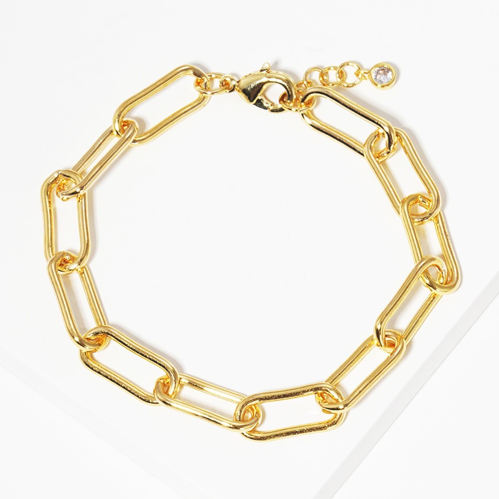 Gold Dipped Paperclip Chain Link Bracelet|Adjustable Minimalist Jewelry Bracelet