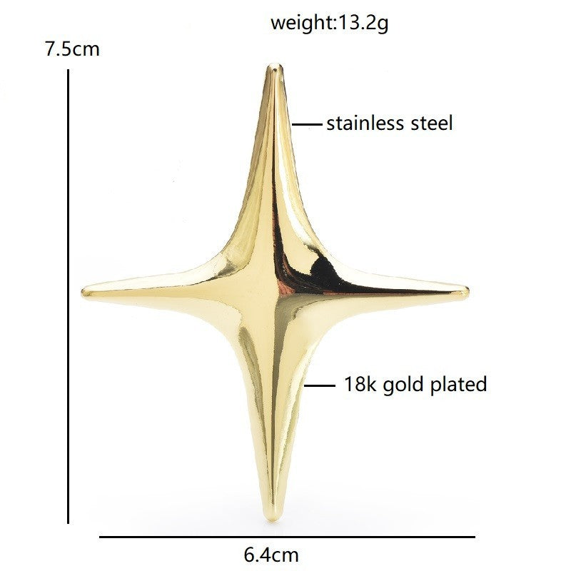 2pcs North Star Brooch Pin 18K Gold Silver Plated Stainless Steel Starburst