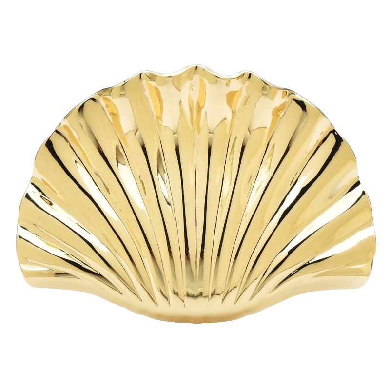 18K Gold Plated Scallop Shell Brooch Pin Stainless Steel Nautical Jewelry Gift