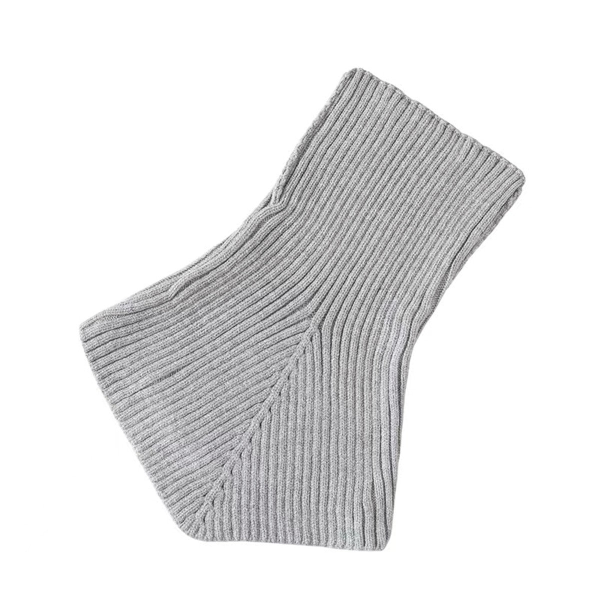 Gray Knit Turtleneck Dickey False Collar Warmer Detachable Blouse Bib