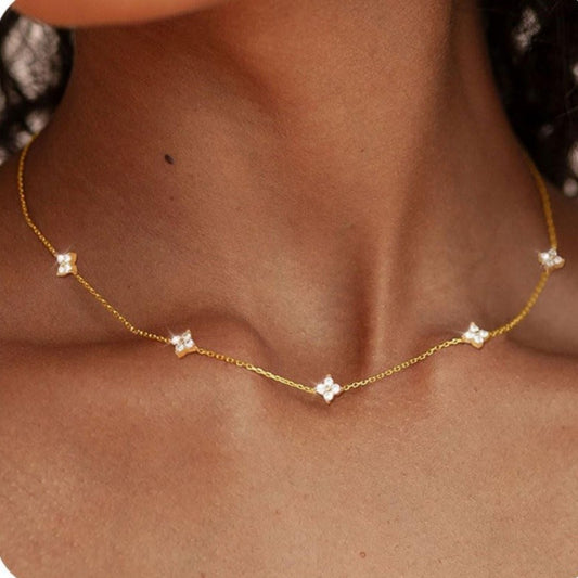 Elegant Gold Chain Necklace with Crystal Butterfly Charms Women’s Dainty Fashion