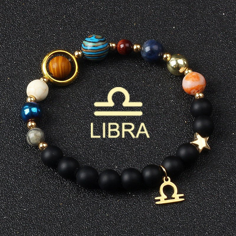 Libra Zodiac Bracelet – Solar System Planets Beaded Astrology Jewelry Gift