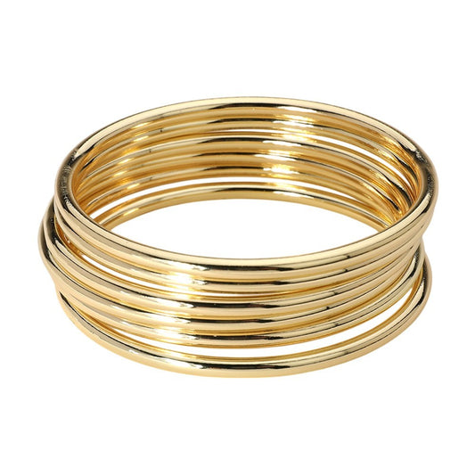 Women’s 6PCS Gold Tone  Metal Stackable Bangle Bracelet Set Fashion Jewelry