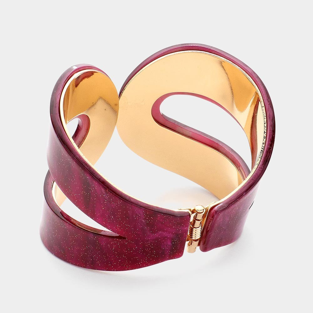 2PC Statement Bracelets | Abstract Leopard & Burgundy Glitter Bangles