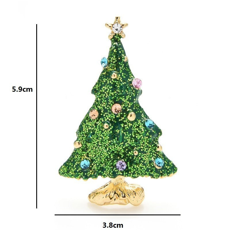 2Pcs Rhinestone Enamel Christmas Tree Brooch Pin 2-Pack Holiday Festive Jewelry