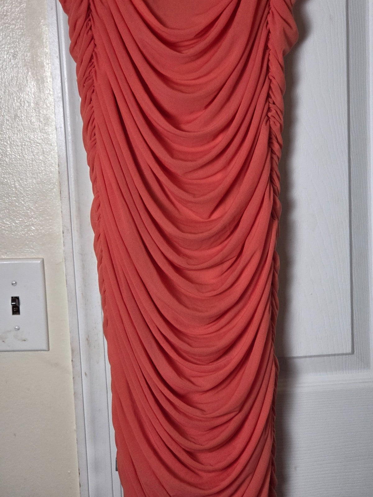 Orange Sleeveless Maxi Dress for Women Cascading Fabric Lined Gown Elegant Wear