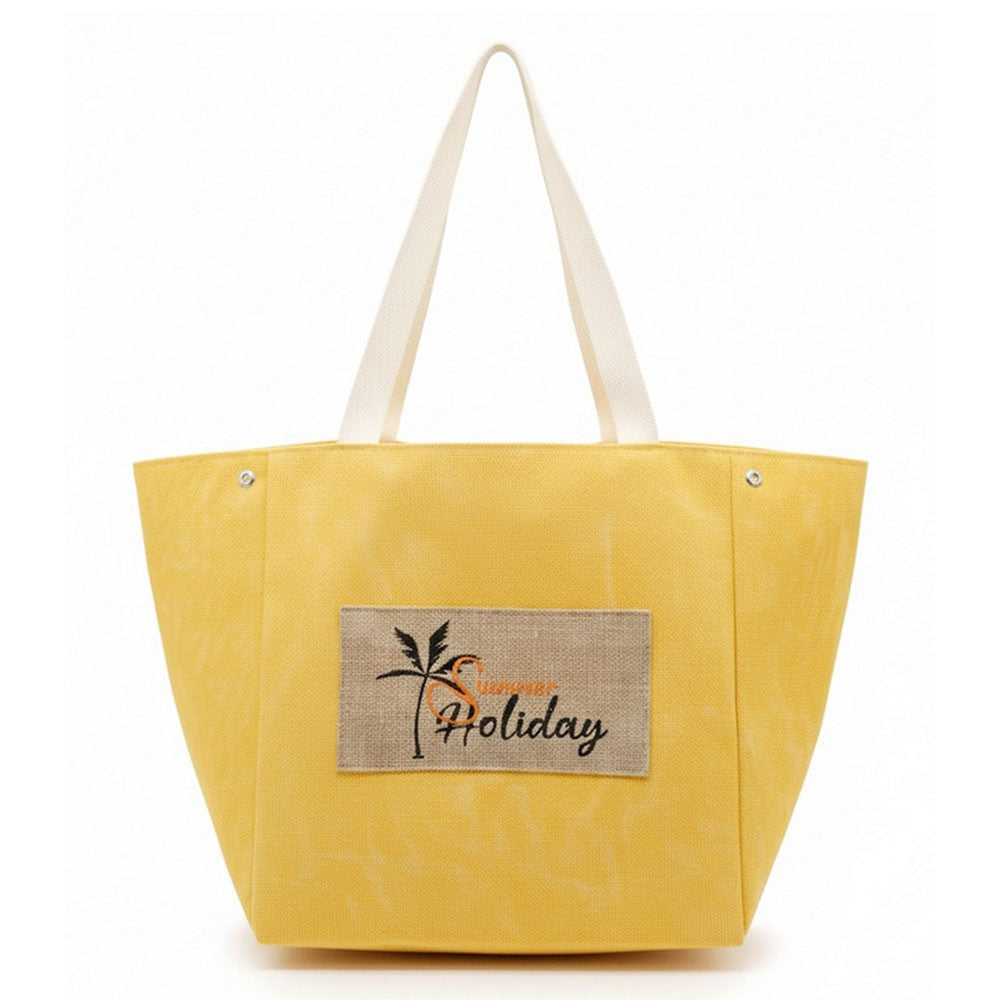 Large Yellow Summer Holiday Tote Bag Beach Travel Shoulder Bag Magnetic Closure