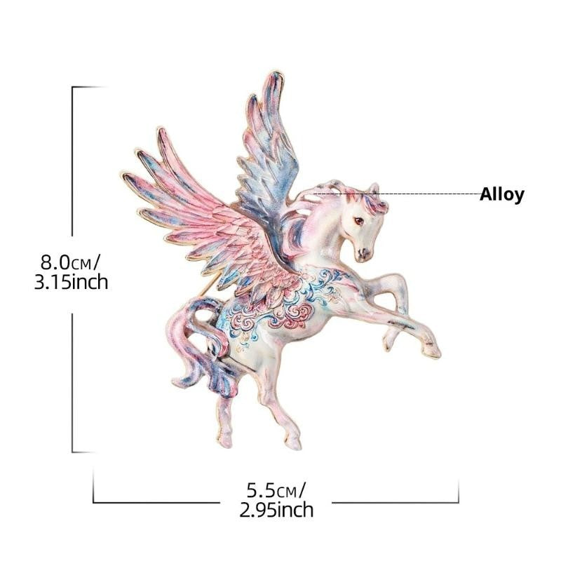 2pc Blue White Porcelain Style Pegasus Brooch Enamel Mythical Flying Horse Pin