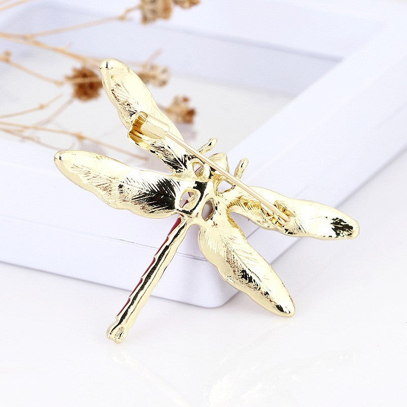 Vintage Crystal Dragonfly Brooch for Women Large Insect Pin Wedding Jewelry