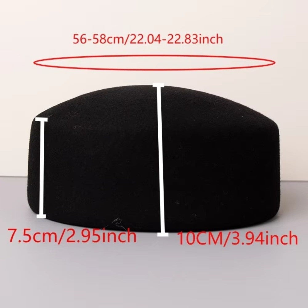 Women 100% Wool Pillbox Hat Beige Stewardess Beret Formal Fascinator Base