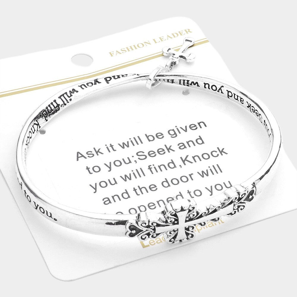 Inspirational Christian Bangle Bracelet 'Ask & You Shall Receive' Faith Jewelry