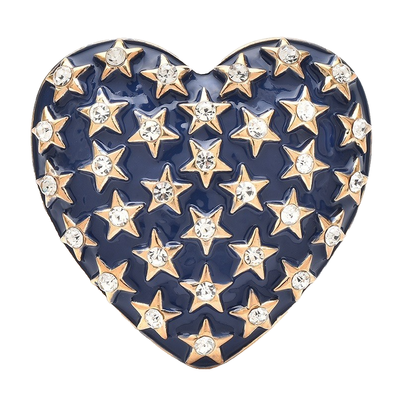 2PCS Red Blue Rhinestone Heart Brooches Pins Set Enamel Star Love Jewelry Gift