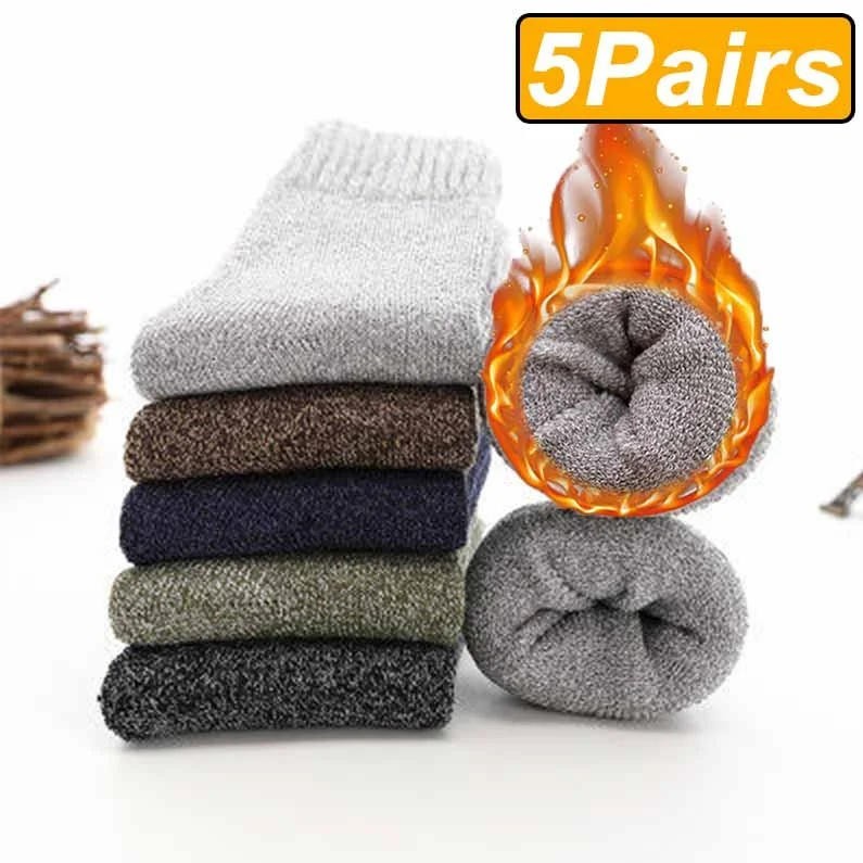 5 Pairs Thermal Wool Blend Socks Men Women US 6-11 Heavy Duty Winter Boot Crew