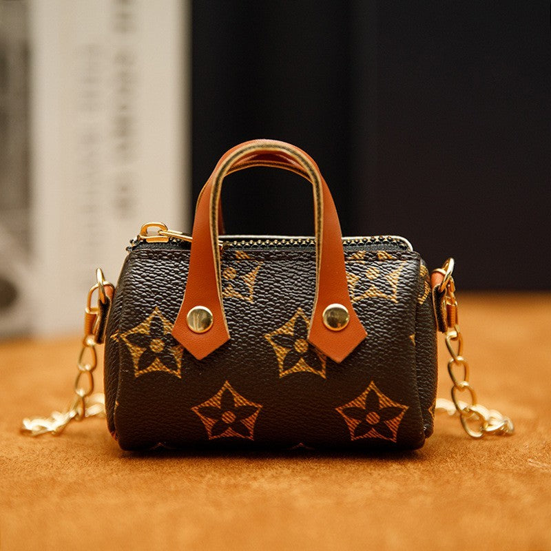 Mini Crossbody Handbag for Women| Ladies Small Barrel Purse with Gold Chain