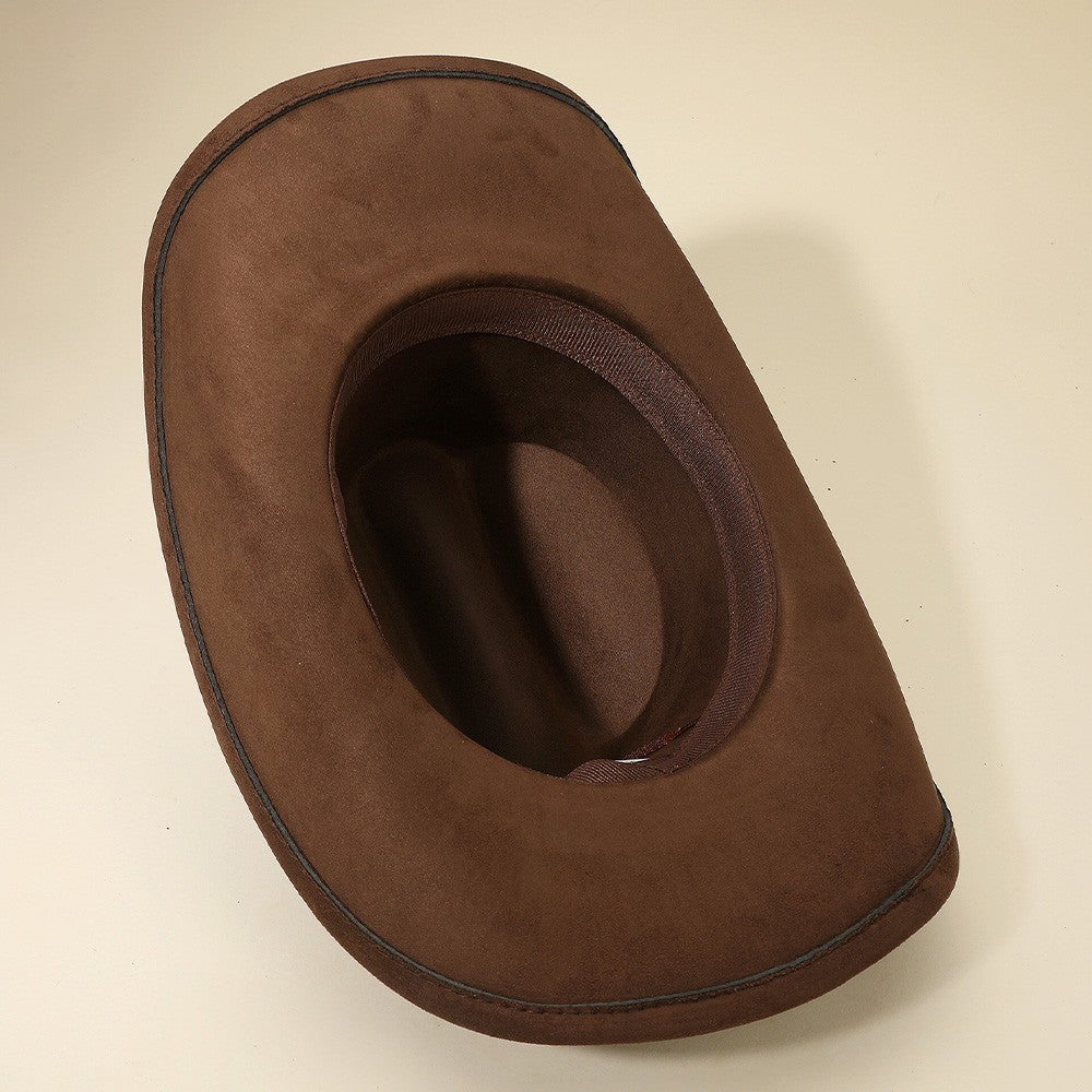 Brown Western Cowboy Hat with Silver Concho Band Rodeo Fedora Costume