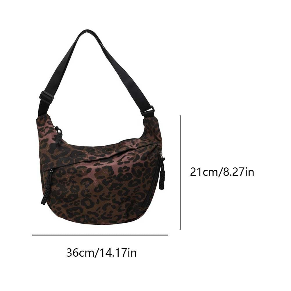 Classic Coffee  Leopard Print Hobo Bag Slouchy Crescent Crossbody Shoulder Purse