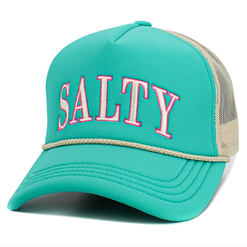 2pc SALTY Trucker Hat Set Pink & Green Mesh Back Baseball Caps Summer Vibes