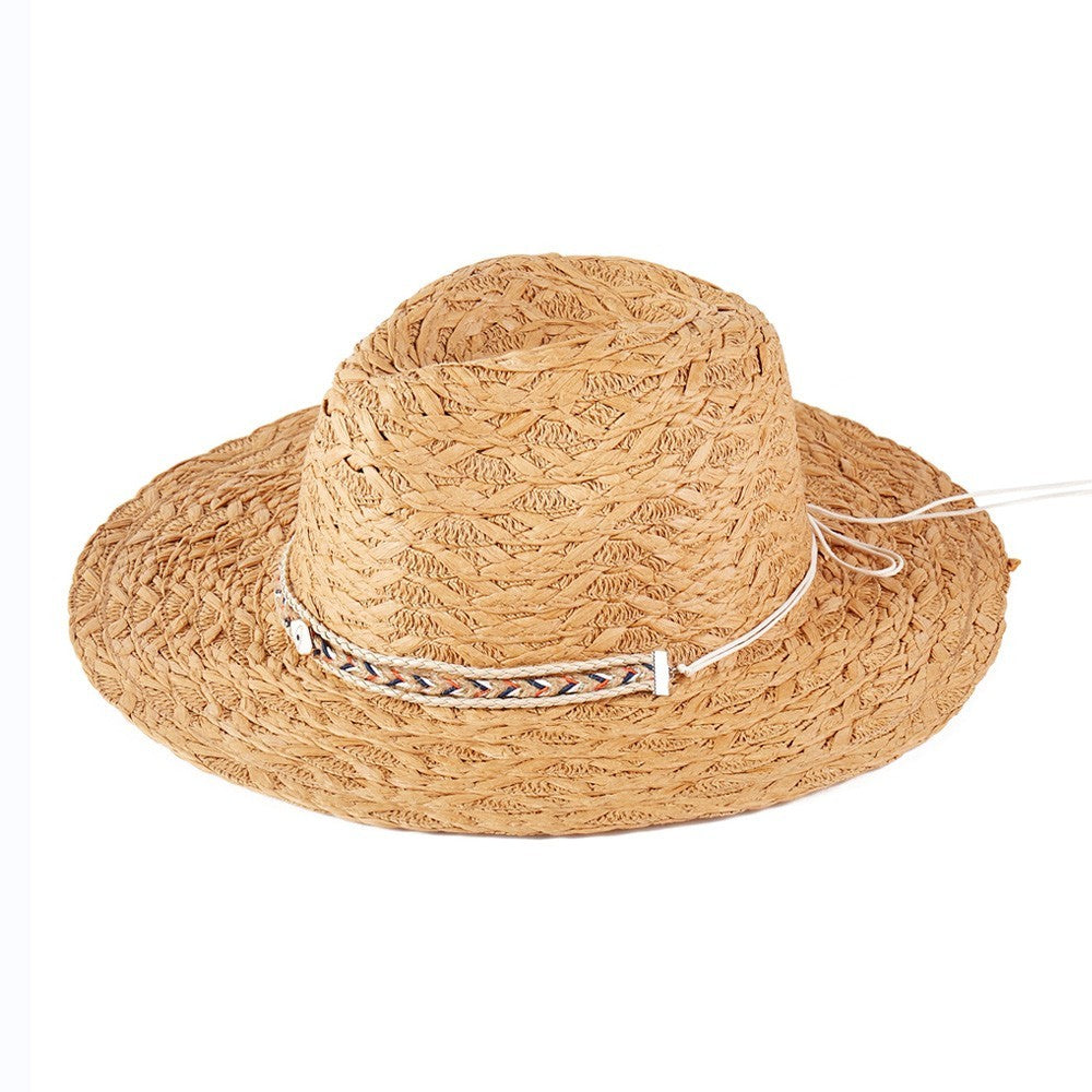 Women's Woven Evil Eye Straw Hat Floppy Sun Beach Bohemian Hat for Ladies