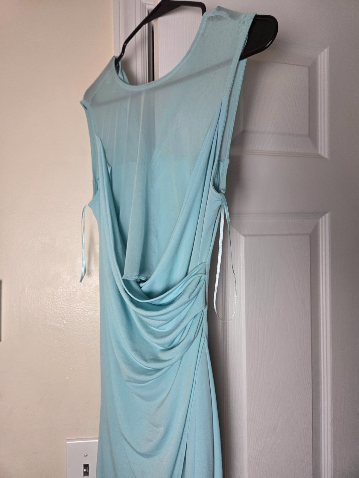 Venus Women Mint Green Mesh Bodice Midi Dress Sleeveless Fit Flare Size M