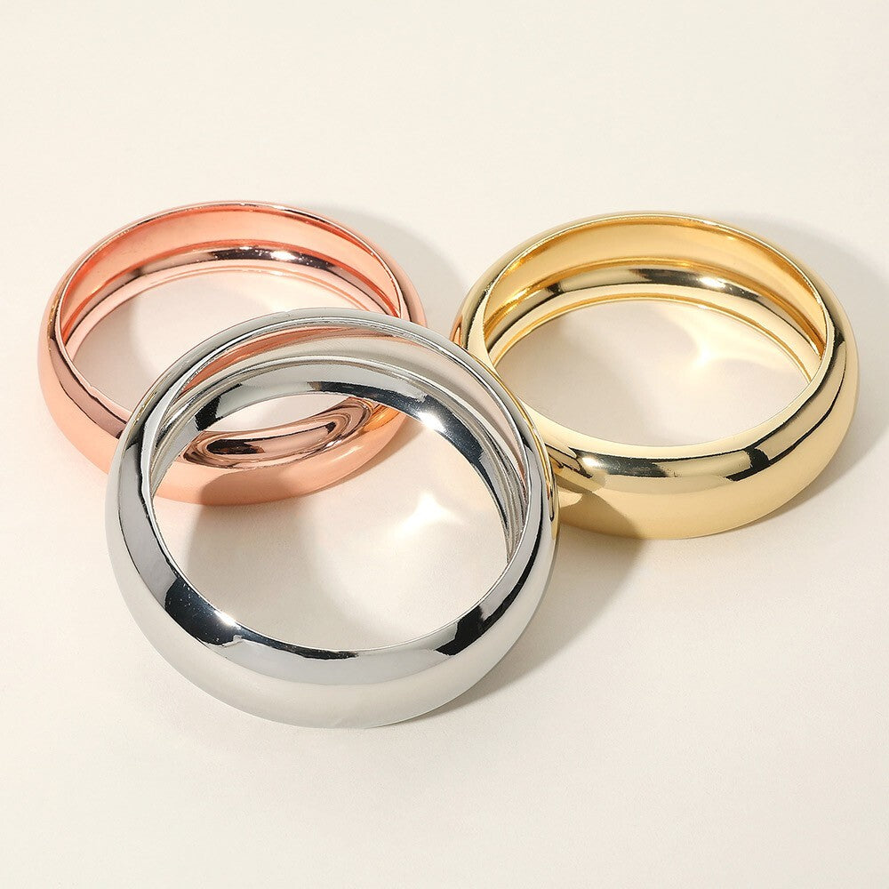 3PCS Chunky Metal Bangle Bracelet Set Bold Fashion Jewelry for Women