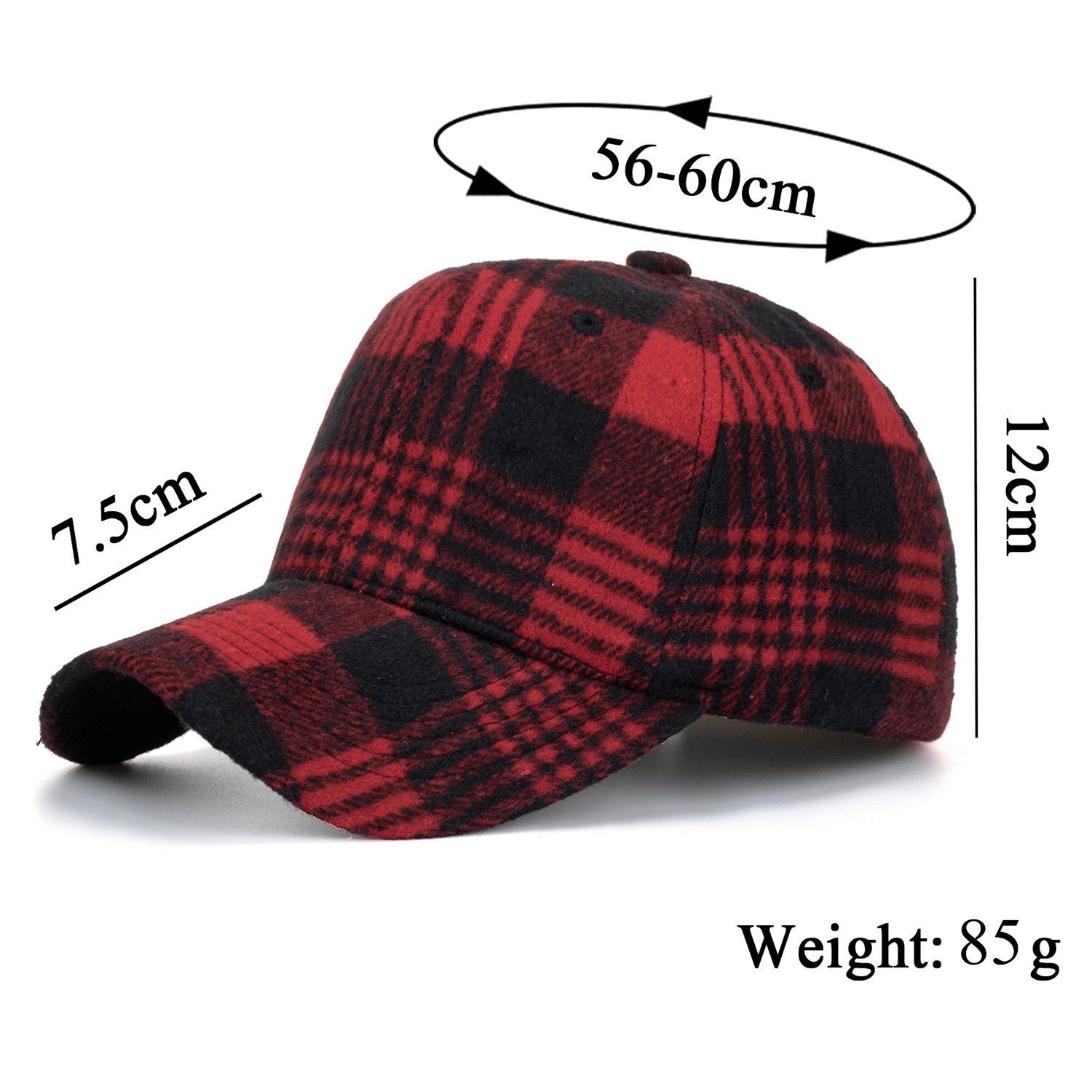Buffalo Plaid Red Black Check Baseball Cap Hat Adjustable Flannel Style