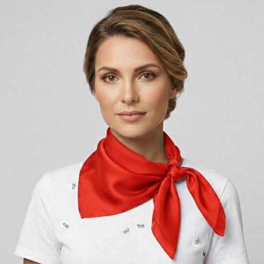 Red Solid Silk Blend Square Neckerchief Scarf Large 28" Head Neck Wrap Hair Band