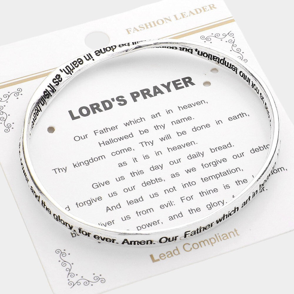 2 for 1 - Lord's Prayer Bangle Bracelet Stainless Steel Christian Gift Jewelry 